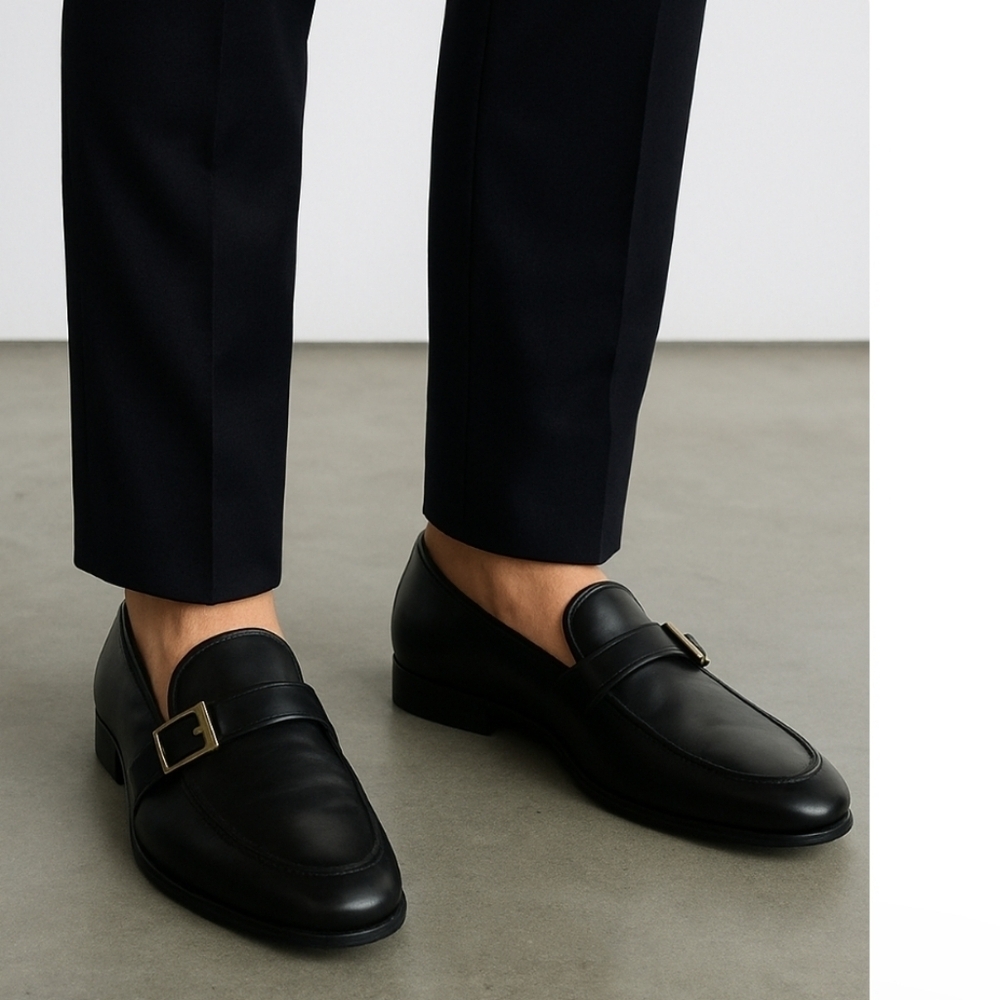 Bruno Magli Mens Black Italian Leather Designer Loafer Dress Shoe 8